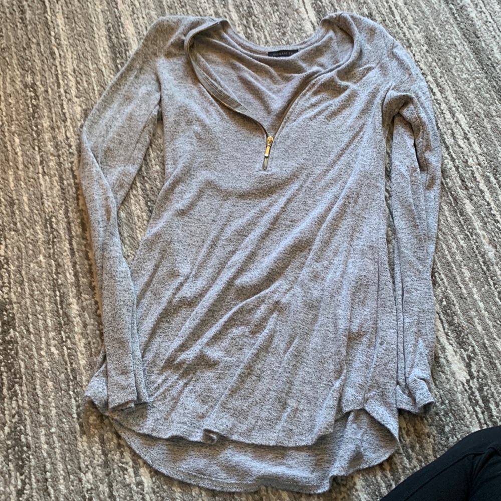 Dynamite grey and gold zipper top